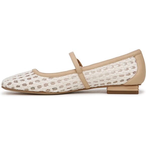 Franco Sarto Womens Ivory White Cage Faux Leather Tinsley Mary Jane Ballet Flats - Picture 9 of 9